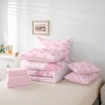thumbnail image 6 of Manfei Pink Loves Print 7 Pieces Bedding Comforter Set For Kids,Letter N Personalized Initial Girls Full Bedding Set,Pink Reversible, 6 of 7