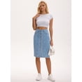 thumbnail image 7 of DARING DIVA Women's Denim Pockets Knee Length Jean Skirts Small Light Blue, 7 of 7