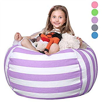 stuffed animal storage bean bag chair cover for kids stuffable zipper beanbag for organizing children plush toys 38 extra large premium cotton