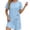 Sky Blue, variant on Vivianyo HD Women's Round Neck Mini Dress, Womens Casual Dress with Diagonal Side Button Short Sleeve Summer Dresses, Women's Sky Blue, Sizes S-2XL