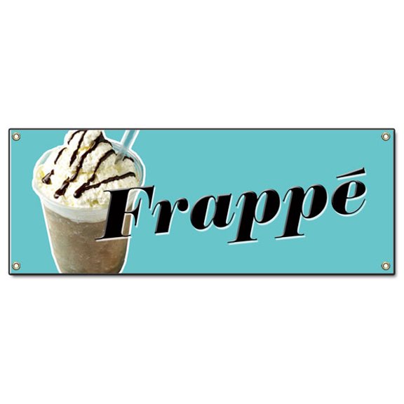 SignMission B-Frappe Frappe Banner Sign - Greek Iced Coffee Cart Cold