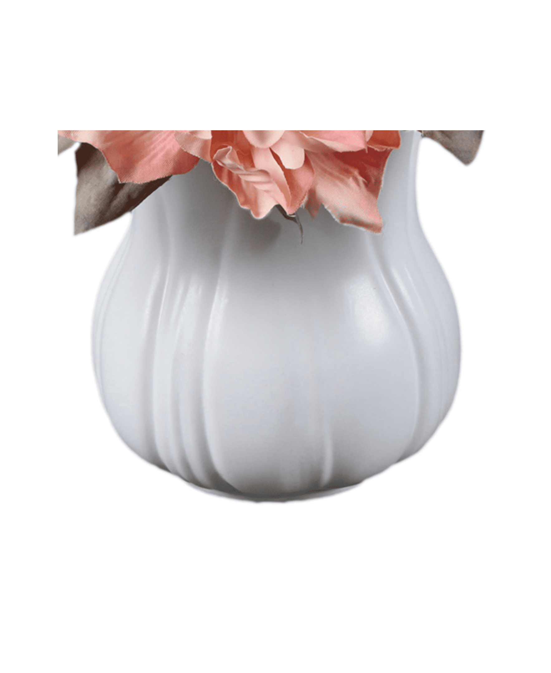 Mainstays 7.5" Artificial Peony Flowers in White Ceramic Tulip Pot – Faux Floral Arrangement for Tabletop Decor, 1 lb