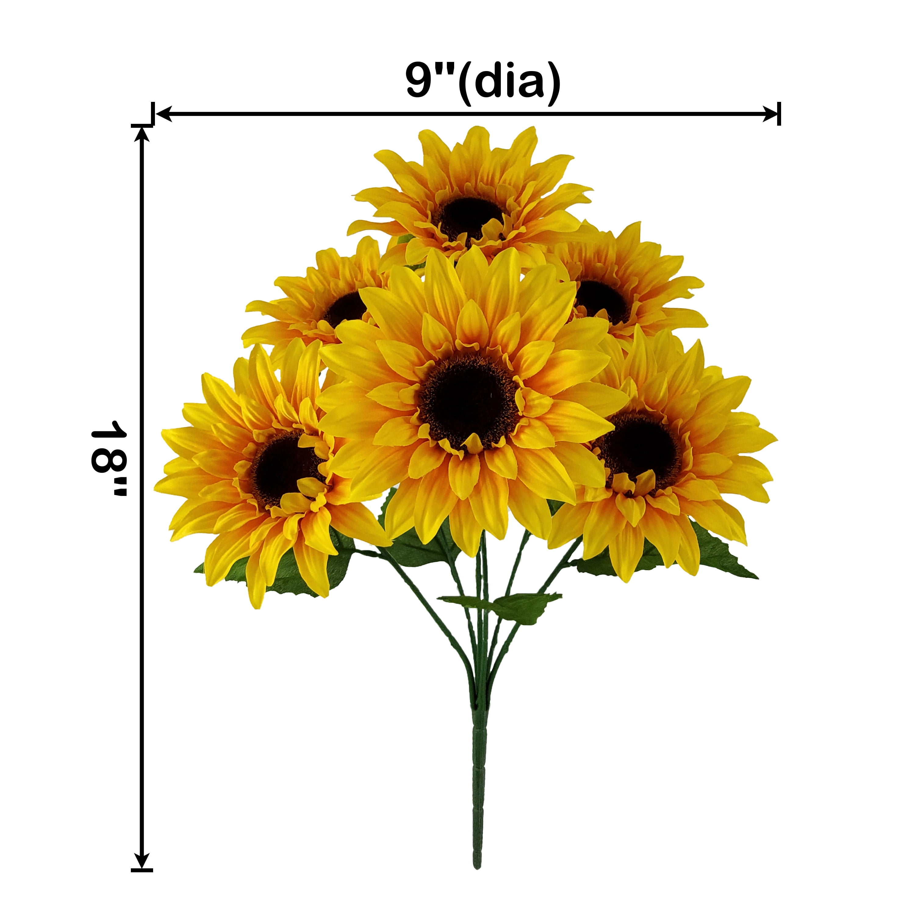 Mainstays 18 inches Indoor Artificial Sunflower Bush, Yellow Color.
