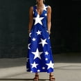 thumbnail image 5 of Dresses for Women 4th of July Sleeveless Deep V Neck Maxi Dress Summer Patriotic Button Flowy Long Sundress with Pockets Beach Vacation, 5 of 8