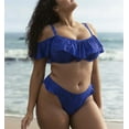 thumbnail image 4 of Elomi Pebble Cove Bardot Ruffle Underwire Bikini Top (ES801106),40H,Blue, 4 of 5