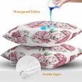 thumbnail image 4 of Throw Pillow Covers 18x18 Inch Set of 2, Pink Floral Waterproof Outdoor Pillow Covers, Spring Summer Modern Flower Leaf Decorative Cushion Pillowcases for Couch, Sofa, Bed, Garden, Patio, 4 of 9