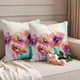 thumbnail image 2 of Watercolor Poppy Pillow Covers 2 Pack Spring Flower Pillowcase Waterproof Outdoor Throw Pillow Cover for Patio Garden Square Cushion 18”x18”, 2 of 9