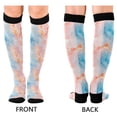 thumbnail image 2 of Haosy Compression Socks for Men Women Knee High Running Socks for Nurse Hiking Recovery Travel Athletic 2 Pairs Soft Blue Pink Marble, 2 of 9