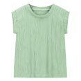 thumbnail image 7 of Jalioing Girls Short Sleeve Shirts Kids Crew Neck Texture Tunic Tops Teen Girls Solid Color Tops Summer Outfits, 7 of 7