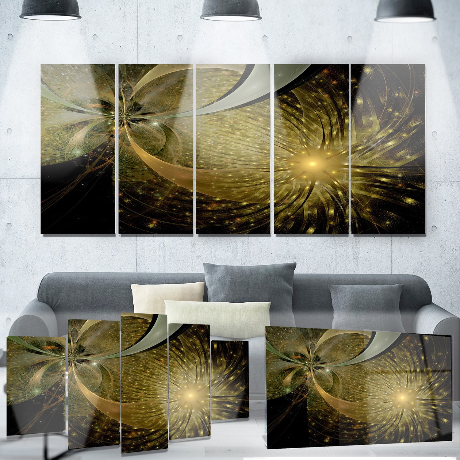 Symmetrical Firework Pattern 40.00" x 30.00" Painting Art Prints, by Designart