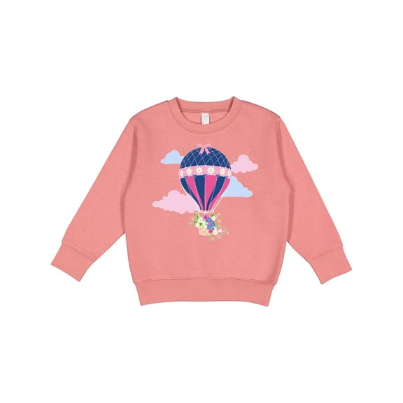 Inktastic Hot Air Balloon with Flowers and Clouds Toddler Sweatshirt