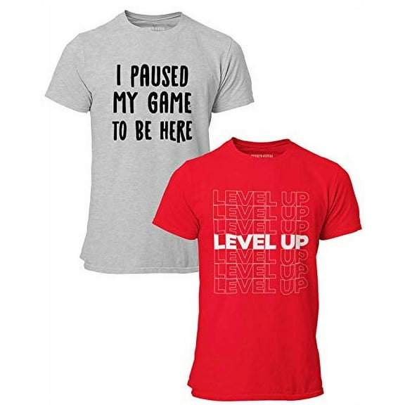 BROOKLYN VERTICAL 2-Pack Video Gamer Gaming Short Sleeve Crew Neck T-Shirt with Chest Print | Soft Cotton Graphic Tees Sizes S-XL