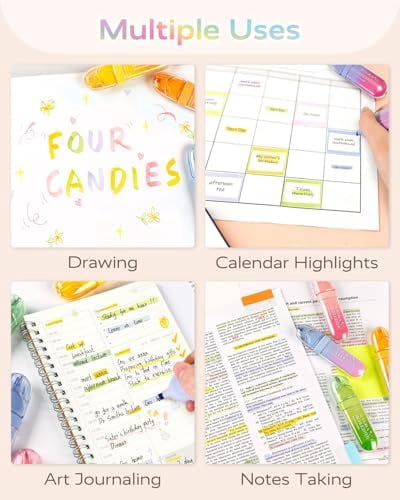 Tekola 12 Pcs Highlighters Assorted Colors, Cute Pastel Highlighter Set, Dry Quickly, Soft Chisel Tip, No Bleed Highlighter, Aesthetic Highlighters fo Purple Christmas Gifts