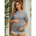 thumbnail image 5 of DARING DIVA Women's Maternity Hidden Zipper Cotton Short Sleeve Nursing Tops L Gray, 5 of 7