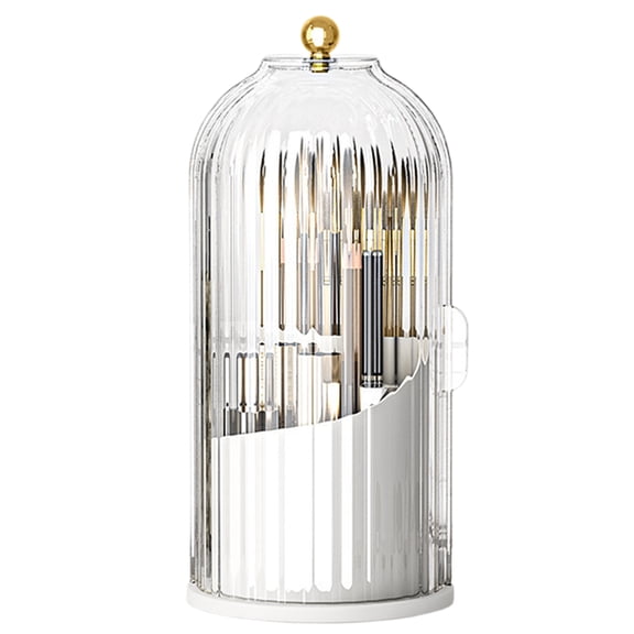 Toothbrush Holder with Sliding Lid, 3-Slot Rotating Bathroom Organizer Countertop Caddy for Toothbrushes, Toothpaste, Razors, Makeup Brushes and Vanity Essentials