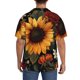 thumbnail image 3 of Balery Sunflower Floral Butterfly Camisa Casual de Manga Corta con Botones para Hombre, Texturizada, Estilo Cubano, para Playa, Verano-Small, 3 of 5