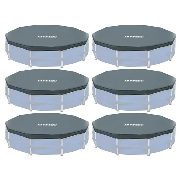 Intex 12 Foot Round Frame Easy Above Ground Swimming Pool Debris Cover (6 Pack)