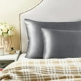 thumbnail image 5 of Juego de 2 Fundas de Almohada de Satén Suaves y Frescas para Cabello y Piel con Cierre de Sobre en Tamaño Queen Gris Oscuro, 5 of 5