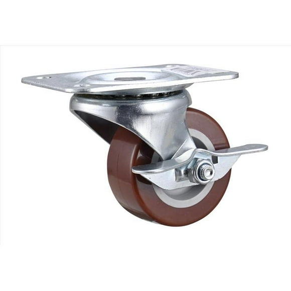 Caster PROJEX, eslabón giratorio de goma dura, 6,35 cm, 57 kg, 1 paquete con freno