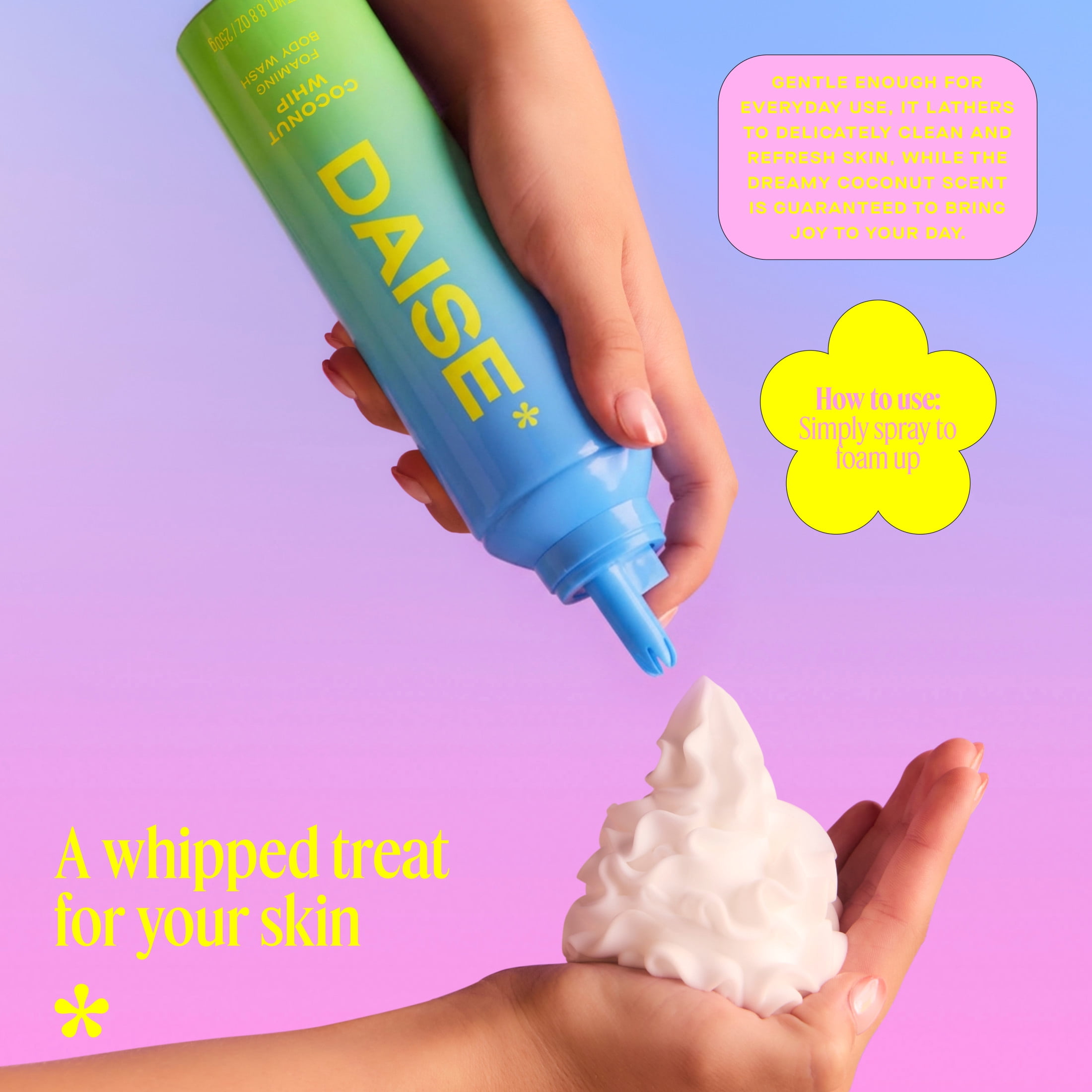DAISE Foaming Body Wash in Coconut Whip, Ultra Hydrating for Skin