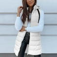 thumbnail image 5 of Long Puffer Vest Women Sleeveless Full Zip Up Puffy Jackets Quilted Padded Fall Coats Winter Outerwear White L, 5 of 9