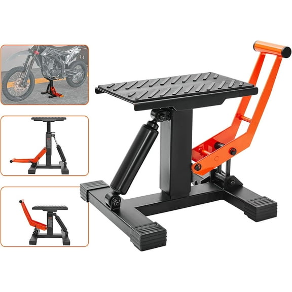 Dirt Bike Lift Stand, Motorcycle Jack Lift Stand 440 lbs Capacity and Hydraulic Lift Operation, Adjustable Height Hoist Table, for Dirt Pit Bike Repair, Maintenance, Dirt Bike Accessories