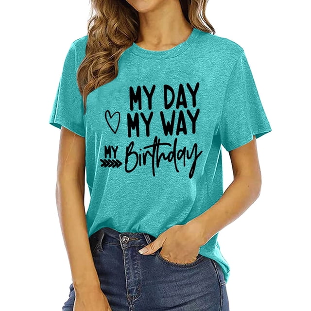 JAKANYQ T-Shirts pour Femmes Mode Décontractée Imprimé Lettre Col Rond Manches Courtes T-shirt Classique