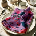 thumbnail image 3 of Vargottam Purple Floral Print Cotton Muslin Napkins - Set of 12, 20-Inch, Luxurious Soft Cloth Napkins for Dining & Events, Absorbent, Washable & Tableware, 3 of 7