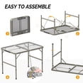thumbnail image 4 of Folding Camping Table, Portable Picnic Table, 3x2 FT Lightweight Grill Table with Adjustable Height, Carry Handle, Metal Folding Table for Picnic Camping Cooking BBQ,Silver, 4 of 13