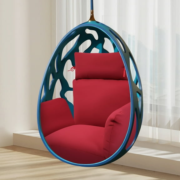 Hanging Egg Chair Cushion with Zipper, Thickened Hanging Basket Swing Cushion, Red