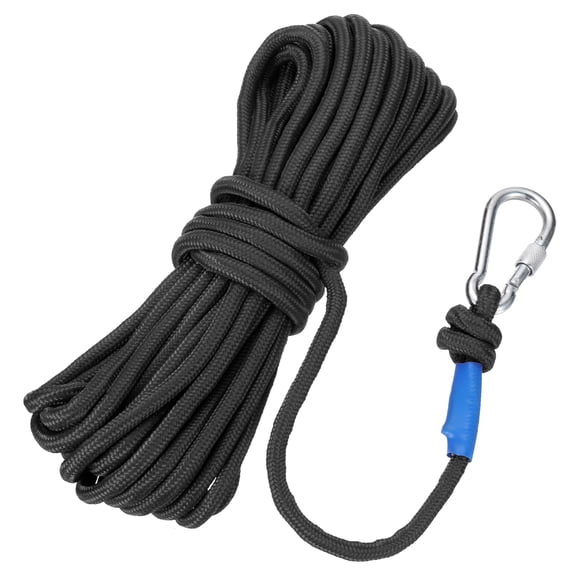 Nylon Anchor Rope with Hook,5/16"x49ft Braided Polypropylene Rope,Black