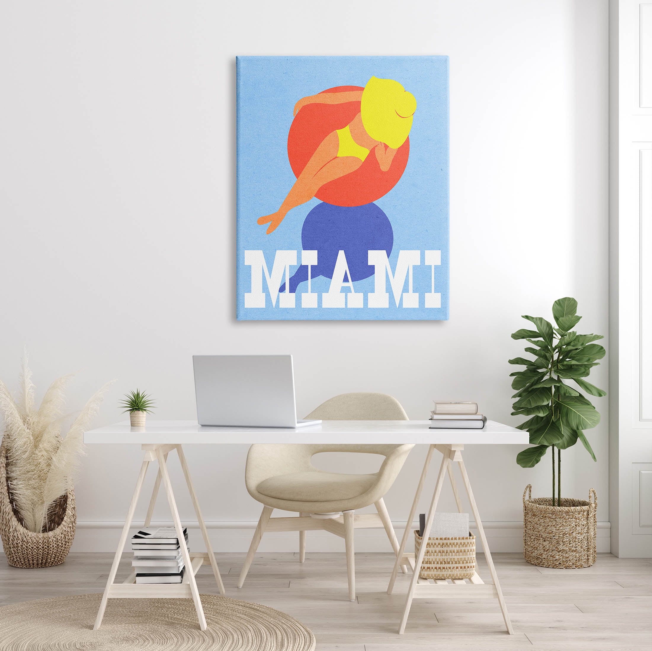 Stupell Industries Miami Woman in Pool Float Graphic Art Gallery Wrapped Canvas Print Wall Art, Design by Daphne Polselli