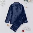 thumbnail image 3 of Inglocry 2026 Family Christmas Pajamas Matching Sets - Silk Satin Xmas Pjs, Long Sleeve Holiday Casual Sleepwear, Fall Winter Loungewear Navy Blue 160, 3 of 7