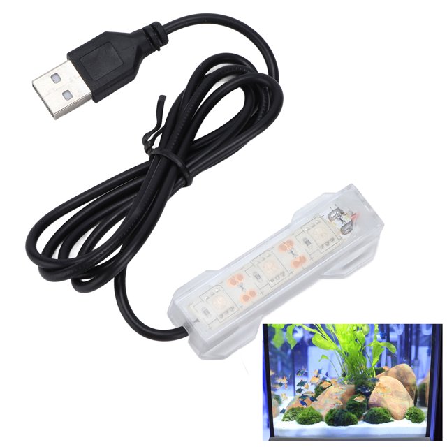 Aquarium USB Light, Aquarium Lighting With USB Plug Can Be with Mobile Power for Fish Tank for Daily for Small Aquariums for Home Green,Red,Yellow,Blue