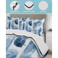 thumbnail image 3 of Twin XL Quilt Bedding Set, Blue Geometric Reversible Summer Quilt 3 Pieces, Modern Abstract Watercolor Bohemia Lightweight Bedspreads Coverlets with 2 Pillow Shams for All Seasons, 3 of 5