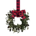 thumbnail image 3 of 1PC Mini Wreaths for Cabinet, Flocked Mistletoe Wreath with Bow, Artificial Berries Pinecones for Holiday Kitchen Cabinet Window Chair Decor, 3 of 7