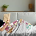 thumbnail image 3 of Hello Soft Flannel Fleece Throw Blanket, Doodle Style Hello Spring Words Printed with Heart Shaped Frame of Animals Flowers, Cozy Plush for Indoor and Outdoor Use, 50" x 60", Multicolor, by Ambesonne, 3 of 5