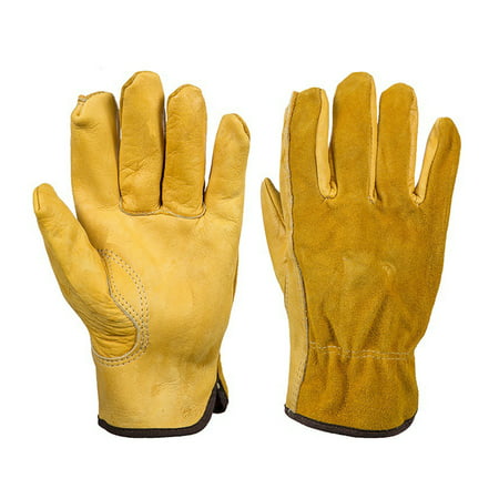 1 Pairs Heavy Duty Gardening Gloves Thorn Proof Leather Work Gloves L (The Best Leather Gloves)