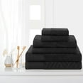 thumbnail image 2 of Basketweave Jacquard and Solid 100% Egyptian Cotton Face, Hand, and Bath Towels - 6-Piece, Black by Blue Nile Mills, 2 of 4
