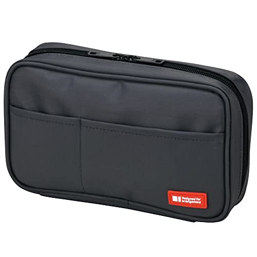 LIHIT LAB Zipper Pen Case, 7.9 × 2 × 4.7 Inches, Black (A755124)