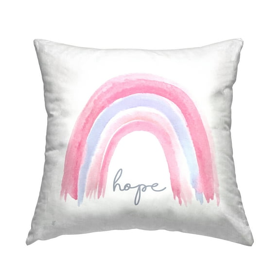 Stupell Industries Pastel Pink Rainbow Uplifting Hope Calligraphy Design by Elizabeth Tyndall Throw Pillow