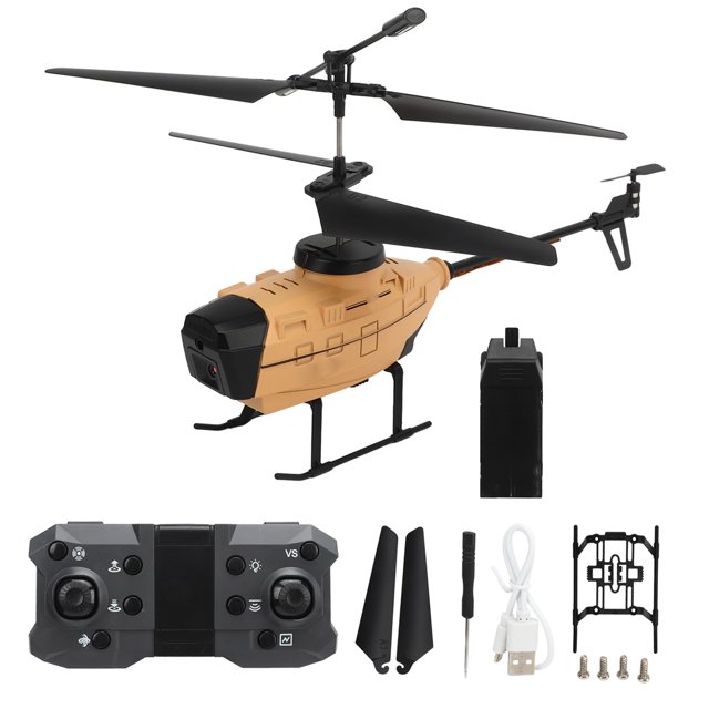 Helicóptero RC ky202 dron para evitar obstáculos helicóptero de control remoto más de 14 años de juguetes de batería amarilla tierra 1