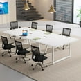 thumbnail image 6 of Finmind 8FT Conference Table, 94.49 L x 47.24 W x 29.53 H Inches Large Meeting Podcast Table for 10 People, Business Style Wooden Training Table with Strong Metal Frame for Office Conference, 6 of 6