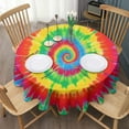 thumbnail image 3 of Rainbow Tie Dye Spiral Round Tablecloth 60"x60",Wrinkle Wipeable Table Cloth for Kitchen Dining Room Picnic Patio Party, 3 of 6