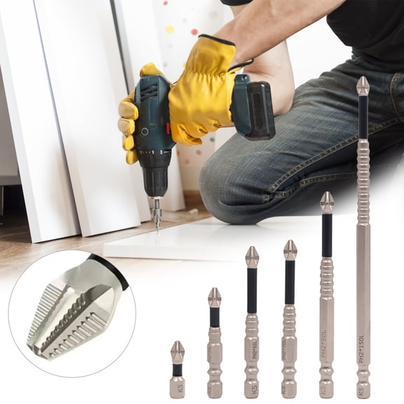 6 PCS High Magnetic Screwdriver Drill Bit Set,Anti-Slip Magnetic Electric Screwdriver Set,Universal Screwdriver Bits,Impact Resistant Strong Durability,For Sheetrock,Electric Drills