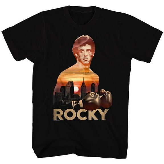 Rocky Sunset Over Philly Black Adult T-Shirt 4Xl