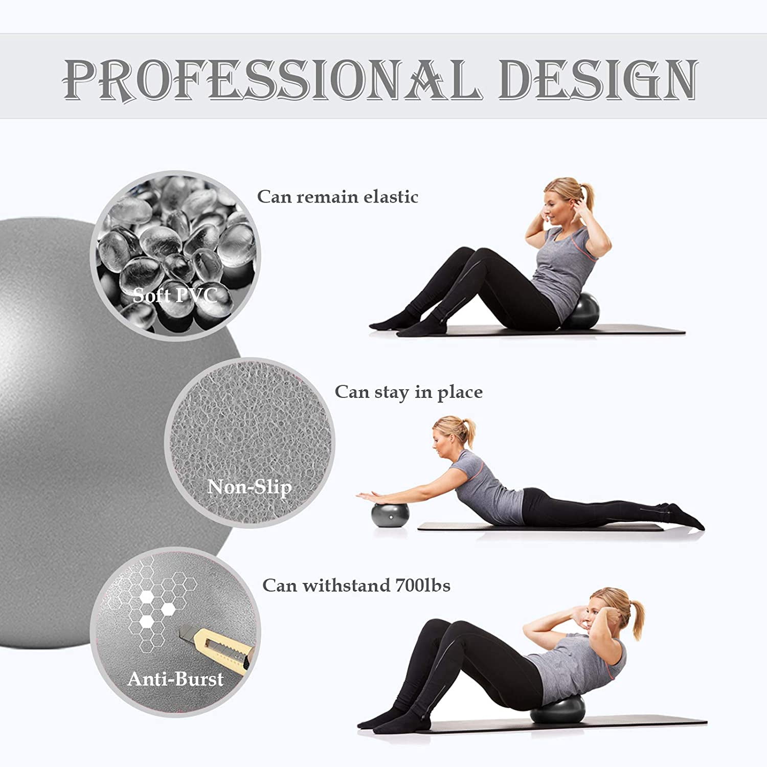 Small Pilates Ball for Therapy Mini Workout Core 9 Inch Small Exercise Mini Bender Pilates, Yoga, Workout, Bender, Core Training and Physical Therapy, Improves Balance