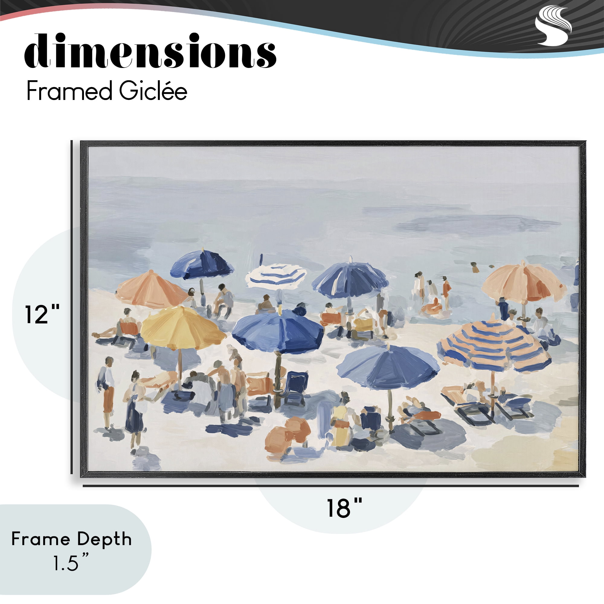 Stupell Industries Summer Fun Beach Crowd Black Framed Giclee Art, design by Jacky Ngan