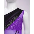 thumbnail image 5 of iiniim Girls Sparkly Lyrical Dance Sleeveless Asymmetrical Gymnastics Leotard Ruched Ballet Dress Purple 14, 5 of 7