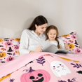 thumbnail image 4 of Manfei Cute Cartoon Pumpkin Full Size Comforter Sets 3-Piece, Halloween Ghost Bat Witch Hat Mushroom Bedding Comforter Set, Pink Orange Black,Pink Reversible,1 Comforter and 2 Pillowcases, 4 of 6